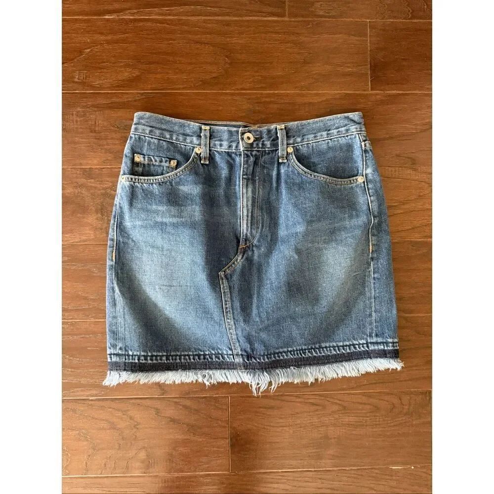 Rag & Bone NEW Jean Denim Fringed Mini Skirt 28